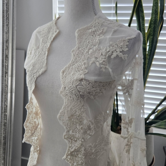 Chelsie & Violet Long Sleeve Longline Boho Lace Mesh Duster Cardigan. Size xsmal - Picture 2 of 6
